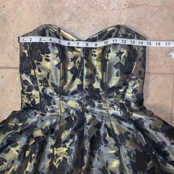 Vintage Rare Roberta Cocktail Dress Black Gold Floral Layered Skirt - Size 9/10 - Picture 5 of 14